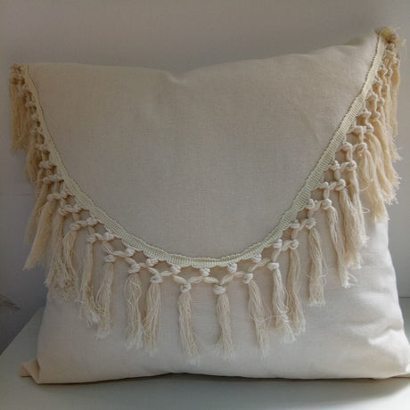 Tassels Cushion Cover 45x45cm Beige White Pillow Covers Decorative Pillow Case Square Home Boho Decor Macrame Pillowcase - V.I.P Digital Presence