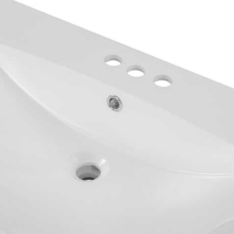 36" Single Bathroom Vanity Top with White Basin  3-Faucet Holes Ceramic  White - V.I.P Digital Presence