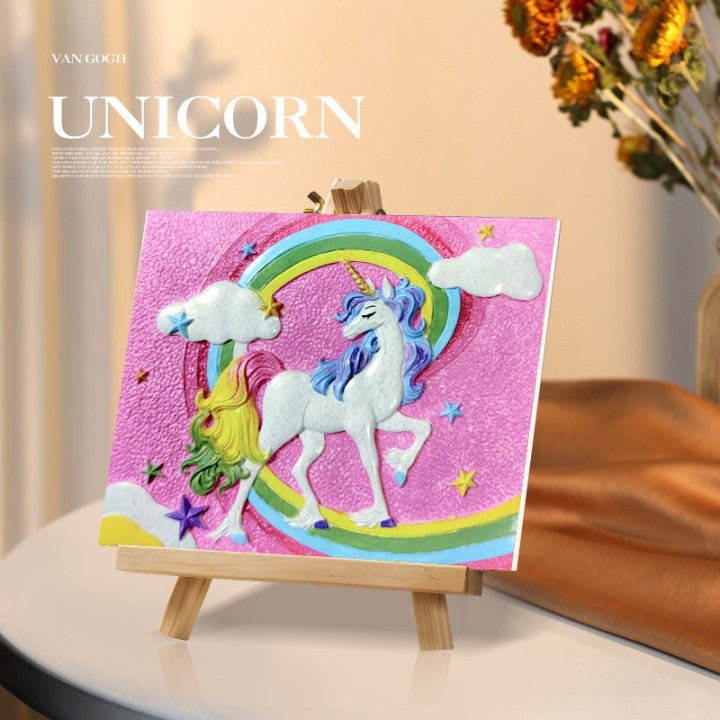 Kit de pintura al óleo 3D DIY de unicornio en relieve