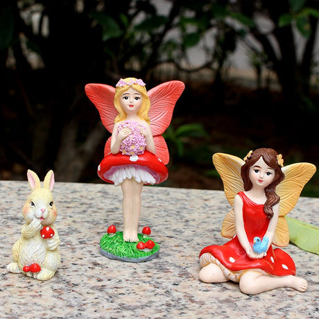 Creative resin elf statue with mushroom flower fairy ornaments - V.I.P Digital Presence