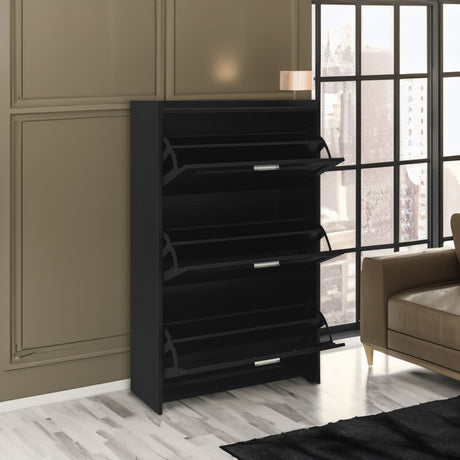 U-Can Shoe Storage Cabinet for Entryway with 3 Flip Drawers, Modern Shoe Organizer Cabinet, Free Standing Shoe Rack Black - V.I.P Digital Presence