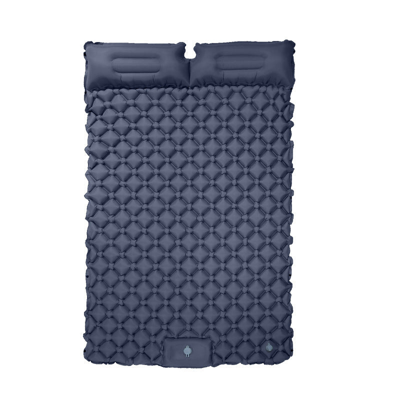Colchoneta inflable doble para dormir para exteriores, con almohada y bomba incorporadas, para acampar, hacer mochilerismo y hacer senderismo.