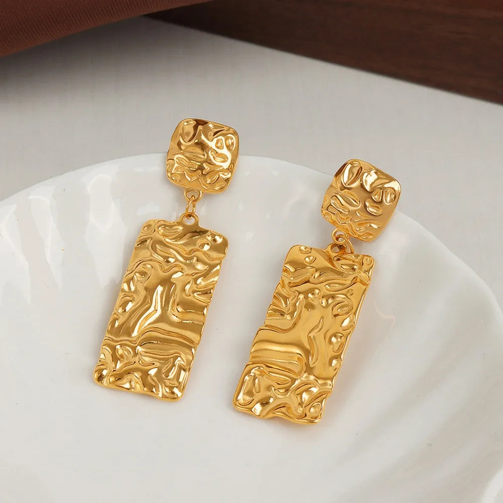 Titanium Steel Textured Geometric Earrings - V.I.P Digital Presence
