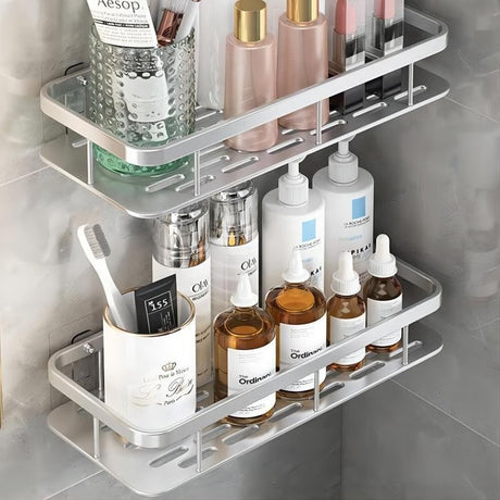 Minimalist bathroom black aluminum alloy triangular rectangular non perforated bathroom storage corner shelf - V.I.P Digital Presence