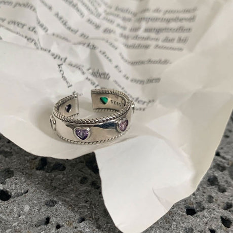 Dopamine love colored zircon diamond ring female niche index finger high-end fashion personality open ring - V.I.P Digital Presence