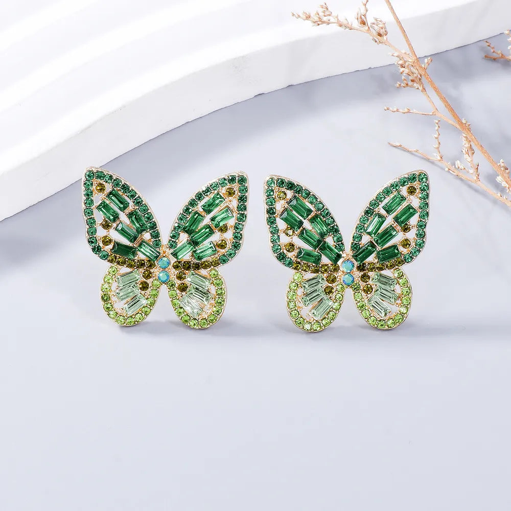 Alloy Inlaid Rhinestone Butterfly Earrings - V.I.P Digital Presence