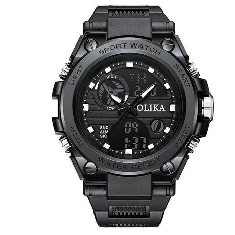 Men's dual display waterproof electronic watch, outdoor sports timing multifunctional quartz electronic watch, shock resistant student watch - V.I.P Digital Presence