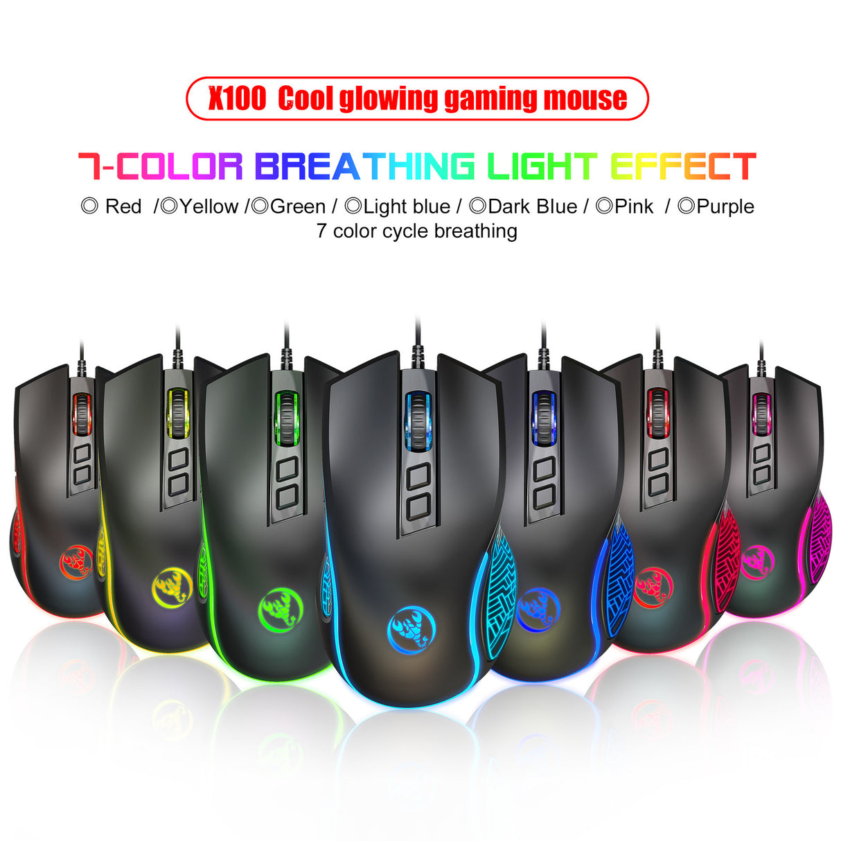 X100 wired gaming mouse with colorful glowing e-sports office mouse adjustable 3600dpi - V.I.P Digital Presence