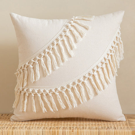 Tassels Cushion Cover 45x45cm Beige White Pillow Covers Decorative Pillow Case Square Home Boho Decor Macrame Pillowcase - V.I.P Digital Presence