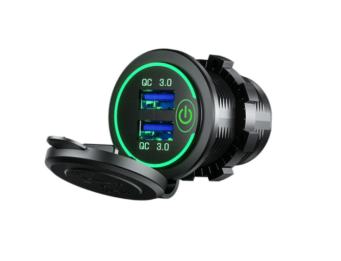 36W QC 3.0 Touch Switch Waterproof Universal Motorcycle Car Truck Boat Dual USB Charger Socket For Phone Tablet Camera GPS DVR - V.I.P Digital Presence