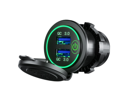 36W QC 3.0 Touch Switch Waterproof Universal Motorcycle Car Truck Boat Dual USB Charger Socket For Phone Tablet Camera GPS DVR - V.I.P Digital Presence