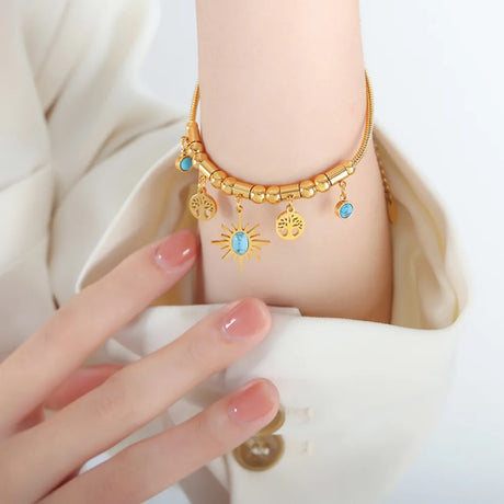 Gold-Plated Titanium Steel Charm Bracelet - V.I.P Digital Presence