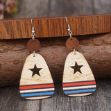 Cutout Star & Stripes Wooden Dangle Earrings - V.I.P Digital Presence