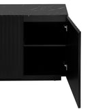 LED Carved Line 3 Door Storage Cabinet,Sideboard Buffet Cabinet With Adjustable Shelf,Large Storage Accent Cabinet - V.I.P Digital Presence