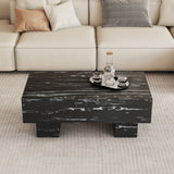 The black coffee table has patterns Modern rectangular table suitable for living rooms and apartments  43.3"*21.6"*17.2"