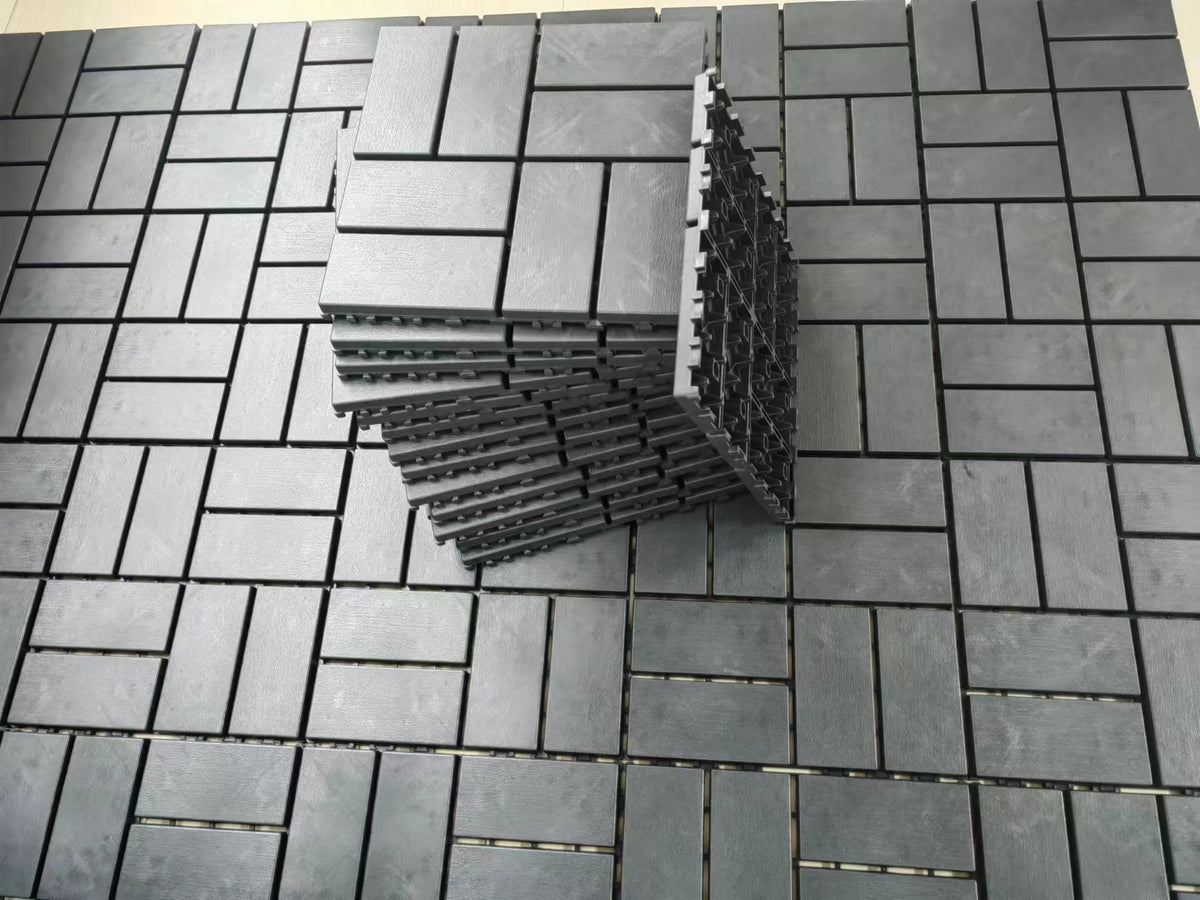 Plastic interlocking deck tiles, 36 pieces, 12 inch x 12 inch waterproof terrace tiles, with strong drainage design in grey - V.I.P Digital Presence