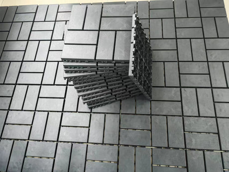 Plastic interlocking deck tiles, 36 pieces, 12 inch x 12 inch waterproof terrace tiles, with strong drainage design in grey - V.I.P Digital Presence