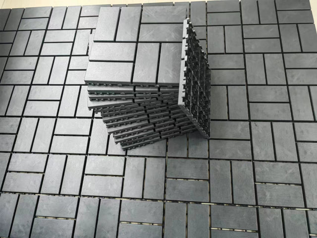 Plastic interlocking deck tiles, 36 pieces, 12 inch x 12 inch waterproof terrace tiles, with strong drainage design in grey - V.I.P Digital Presence