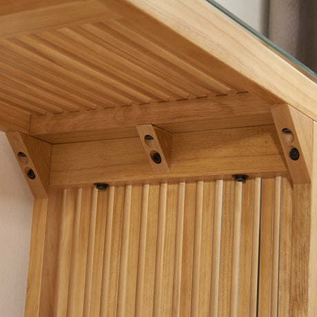 Dining Bench and Table, Pine Indoor Wood Bench for Entryway,Living Room,Kitchen and Bedroom Table (Nature, Long Bench & Table) - V.I.P Digital Presence