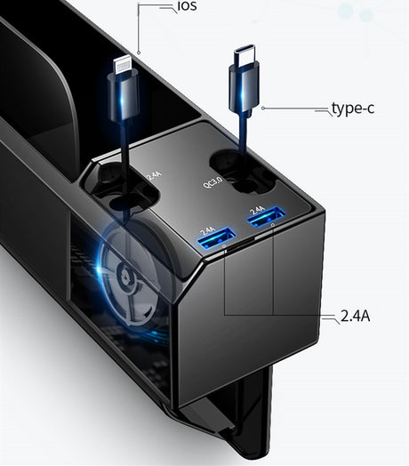 Fast Charging Car Seat Crevice Storage Box Seat Gap Slit Pocket Catcher Organizer Universal Car Seat Organizer Card Phone Holder - V.I.P Digital Presence