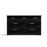 Modern 3 Drawer Bedroom Chest of Drawers with 7 Drawers Dresser, Clothes Organizer -Metal Pulls Black, 47.6″L x 15.7″W x 26.6″H - V.I.P Digital Presence