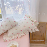 Pink tulip floral single person pure cotton pillowcase 48 * 74cm pillow core cover made of all cotton - V.I.P Digital Presence