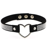 Japan's Harajuku Soft Girl Black Rhinestone Peach Heart Love-Shaped Collar Women's Neck Strap Collarbone Necklace Short - V.I.P Digital Presence