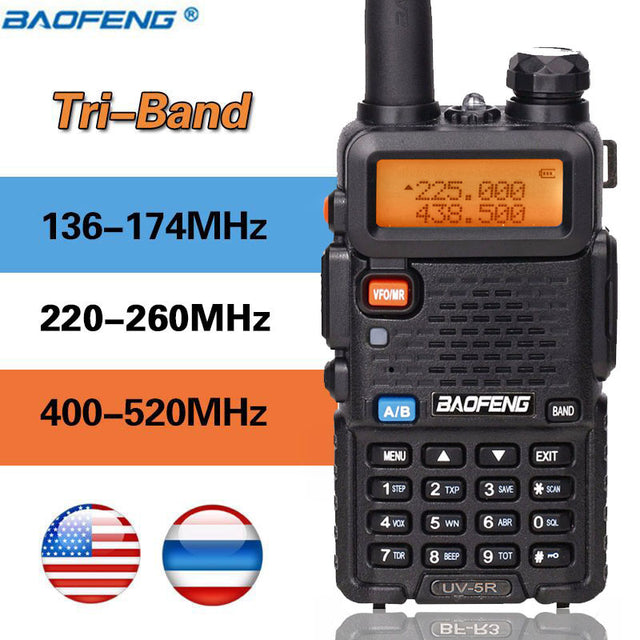 BaoFeng BF-UV5R Tri-Band Walkie Talkie 136-174Mhz 220-260Mhz/400-520Mhz+2 AntennaTwo Way Amatuer Portable ham Radio up of UV-5R - V.I.P Digital Presence