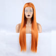 Long Straight Hair 13*2.5 Orange Chemical Fiber Front Lace Wig Head Cover Natural Hairline - V.I.P Digital Presence