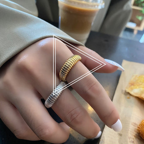Temperament spiral pattern metal texture open index finger ring Hong Kong style anchor jewelry - V.I.P Digital Presence