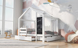Full House Bed with Blackboard and Drawers Two assembly options White - V.I.P Digital Presence
