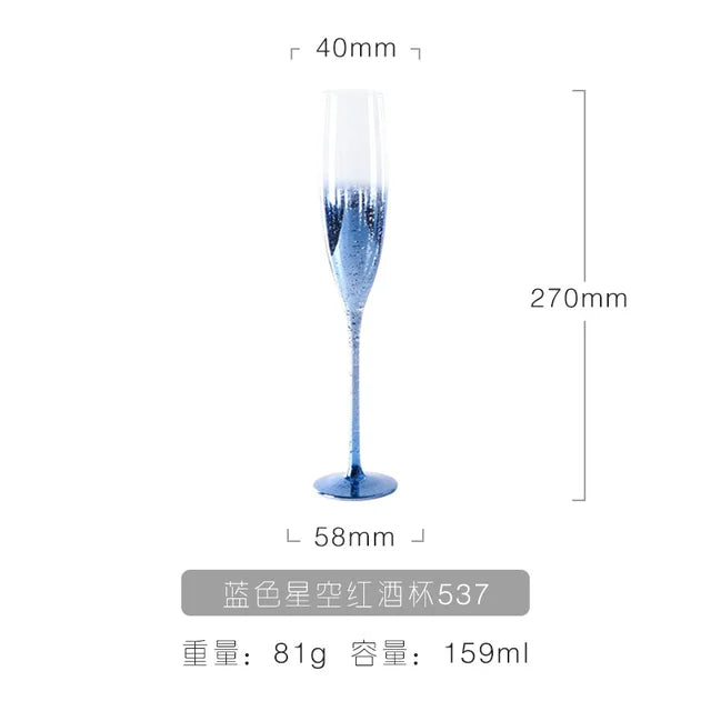 Blue Starry Sky Crystal Glass Goblet Red Wine Glass Mug Home High Value Party Grape Champagne Glass Cocktail Set Furniture Items - V.I.P Digital Presence