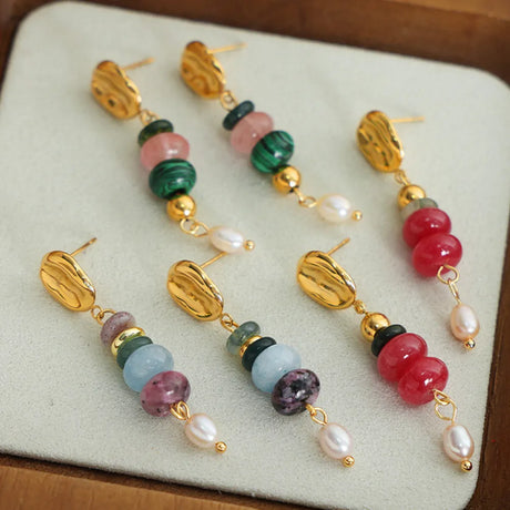 Natural Stone Freshwater Pearl Dangle Earrings - V.I.P Digital Presence