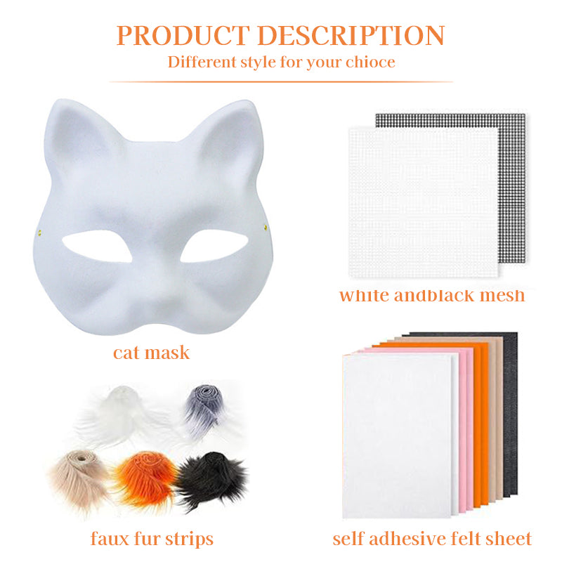6 Sets Therian Mask Kit. Half-face paper blank masks, hand-painted cat. For DIY, masquerade, cosplay, Christmas gifts. Create un - V.I.P Digital Presence