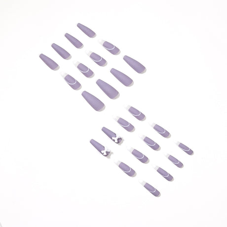Rattan Purple French Bow Wear Manicure Finished Fake Nail Manicure Patch Nail Patch Removable Nail - V.I.P Digital Presence