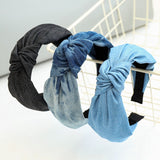 Hair hoop fashion denim fabric middle knot hair clip headband for girls going out headwear - V.I.P Digital Presence