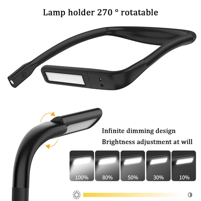 Neck Reading Light Book Lights Reading in Bed Bendable Long Lasting Portable USB Rechargeable Novelty Flexible LED Book Lighting - V.I.P Digital Presence