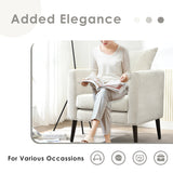 Bucket chair, Schneier accent chair, fabric armchair club chair, solid wood leg cushion armchair, lumbar pillow, beige - V.I.P Digital Presence