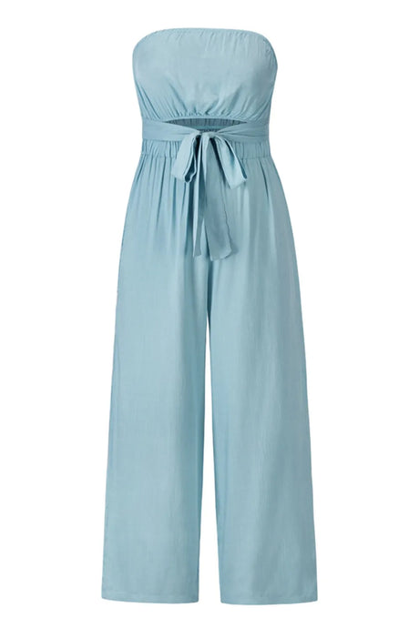 Tied Cutout Tube Wide Leg Jumpsuit - V.I.P Digital Presence