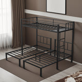 Twin over Twin & Twin Bunk Beds for 3, Twin XL over Twin & Twin Bunk Bed Metal Triple Bunk Bed, Black - V.I.P Digital Presence