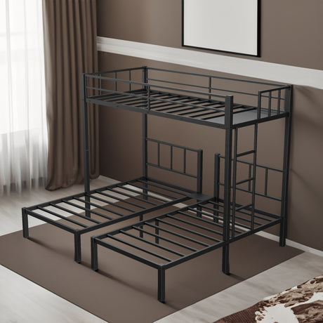 Twin over Twin & Twin Bunk Beds for 3, Twin XL over Twin & Twin Bunk Bed Metal Triple Bunk Bed, Black - V.I.P Digital Presence