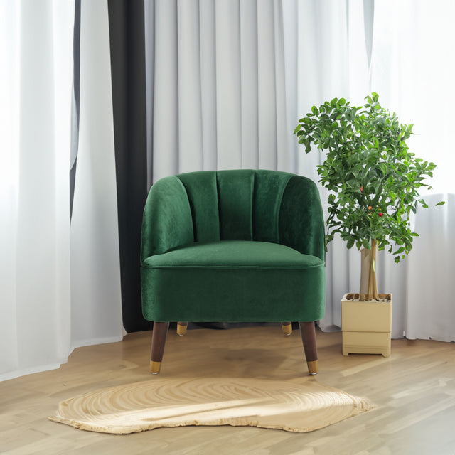 Upholstered Barrel Accent Chair With Wooden Legs - V.I.P Digital Presence