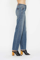 Blue Full Size Tummy Control Straight Leg Jeans.