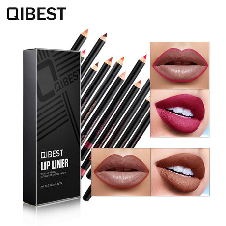 QIBEST Fashion Black Rod Lip Liner 12 Colors Mixed Color Lip Liner Set Waterproof Retouching Lipstick Pen - V.I.P Digital Presence