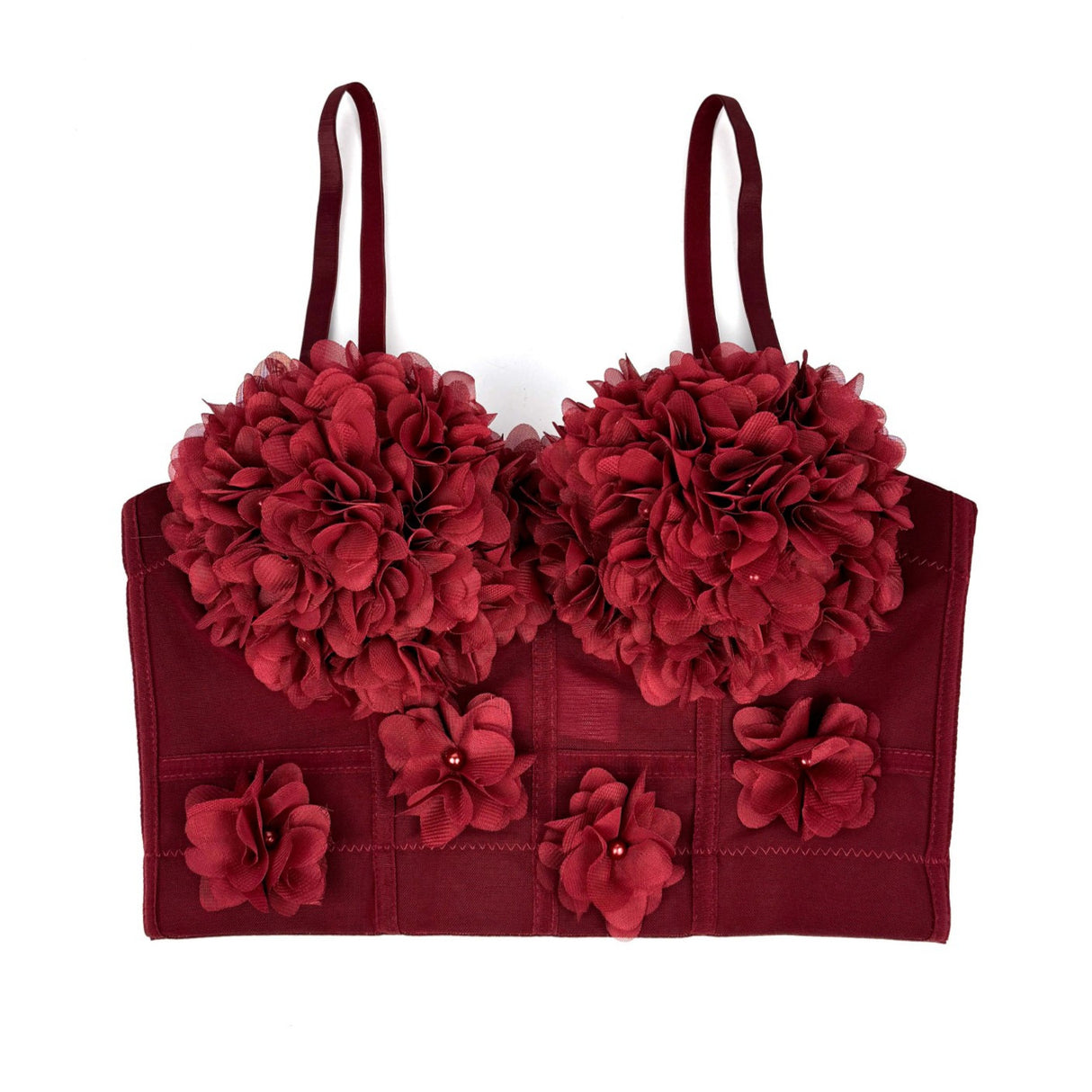 French mesh see through fishbone corset with chest cushion three-dimensional flower shaped outerwear beautiful back - V.I.P Digital Presence