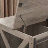 Farmhouse Dog Cage Crate Furniture with Sliding Barn Door, Farmhouse Wooden Dog Kennel End Table with Flip-top Plate Dog House - V.I.P Digital Presence