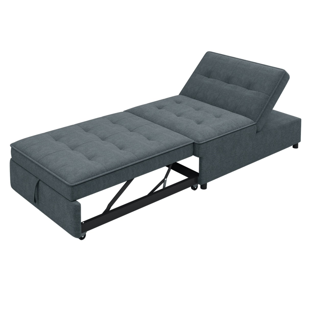 Four in one sofa bed, chair bed, multifunctional folding Ottoman bed with storage bag and USB port, dark blue - V.I.P Digital Presence