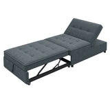 Four in one sofa bed, chair bed, multifunctional folding Ottoman bed with storage bag and USB port, dark blue - V.I.P Digital Presence