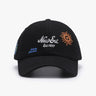Gorra de béisbol con visera curva para exteriores, versátil, sencilla, con bordado de letras, con borde cruzado y protector solar, color negro para mujer