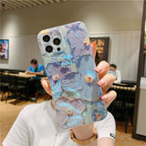 Pintura al óleo de margaritas moradas y azules, ideal para Apple 8plus/13, funda para iPhone 12ProMax Soft 11 